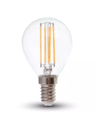 Lampadina LED 6W Filamento E14 P45 Copertura Trasparente 6400K 130 lm/W
