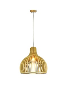 Lampada a sospensione in legno con cappuccio decorativo cromato + rosone + paralume rotondo D350*450mm