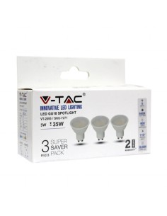Faretto LED 5W GU10 SMD Plastica Bianca 6400K (Scatola 3 Pezzi)