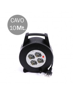 4 Prese 2P/Schuko Con Protezione Termica Ripristinabile Cavo Lunghezza 10m 3X1.5mm Con Spina Da 16A