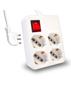 4 Pos 10/16A Bipasso/Schuko Con Protezione Sovratensioni E Interrutore Luminoso Max:3500W