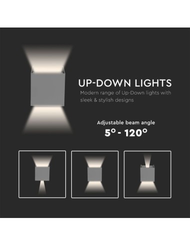 Lampada LED da Muro Quadrata Doppio LED COB 5W 140LM/W Colore Grigio Satinato Fascio Luminoso Regolabile 3000K IP65-preview 6818
