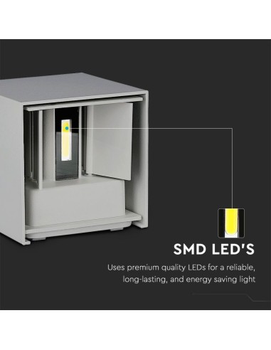 Lampada LED da Muro Quadrata Doppio LED COB 5W 140LM/W Colore Grigio Satinato Fascio Luminoso Regolabile 4000K IP65-preview 6854