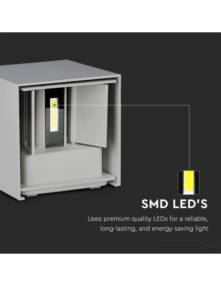 Lampada LED da Muro Quadrata Doppio LED COB 5W 140LM/W Colore Grigio Satinato Fascio Luminoso Regolabile 4000K IP65-preview 6854