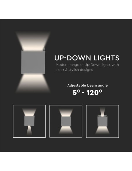 Lampada LED da Muro Quadrata Doppio LED COB 5W 140LM/W Colore Grigio Satinato Fascio Luminoso Regolabile 4000K IP65-preview 6857