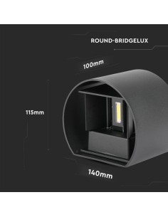 Lampada da Parete 6W con Chip Bridglux Corpo Nero Tondo IP65 4000K 2