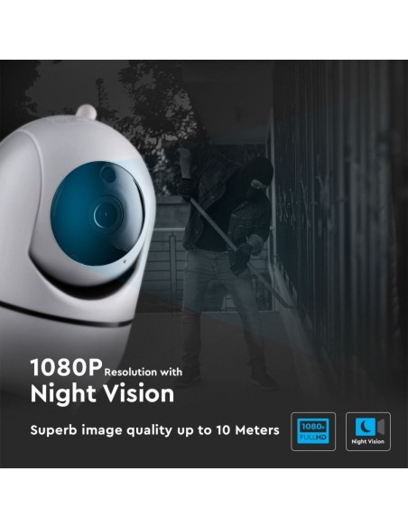 Camera di Videosorveglianza da Interno 2MP 1080px IP WiFi Orientabile PTZ Visione Notturna e Sensore di Movimento-preview300
