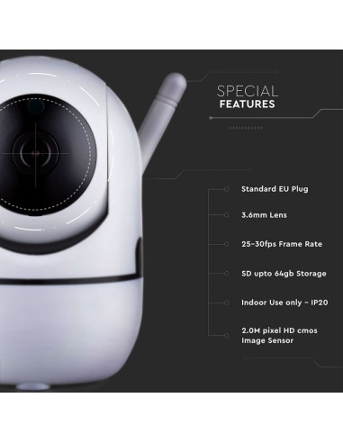 Camera di Videosorveglianza da Interno 2MP 1080px IP WiFi Orientabile PTZ Visione Notturna e Sensore di Movimento-preview304