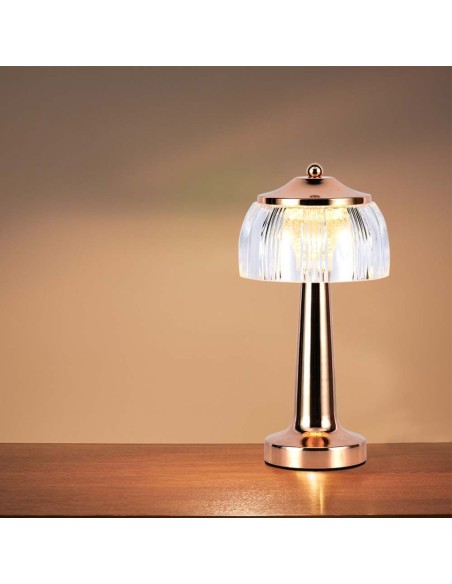 Lampada LED da Tavolo 1W 13.5*26.5 Colore Oro francese Ricaricabile con USB C Touch Dimmerabile 3in1-prodotto in ambiente