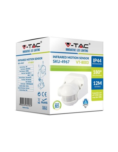 Sensore di Movimento a Infrarossi 180 gradi Montaggio a Plafone Orientabile Colore Bianco (Max 300W) IP44-preview 3016