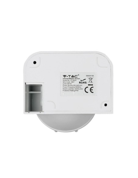 Sensore di Movimento a Infrarossi 180 gradi Montaggio a Plafone Orientabile Colore Bianco (Max 300W) IP44-preview 3021