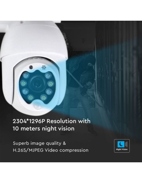 Camera di Videosorveglianza da Esterno 3MP IP WiFi Orientabile PTZ Visione Notturna e Sensori di Movimento-preview314