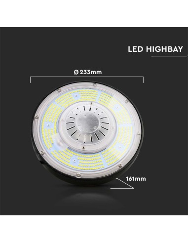 Campana Industriale LED 100W 185LM/W UFO con Driver MeanWell 110 gradi 4000K IP65 Dimmerabile ( 1-10V )-dimensioni