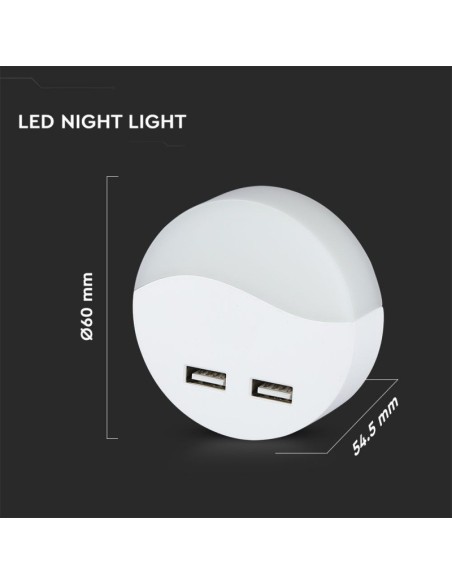 Faretto LED Chip Samsung Segnapasso Notturno Rotondo 0 45W con Sensore Crepuscolare e USB Colore Bianco-preview88