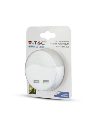 Faretto LED Chip Samsung Segnapasso Notturno Rotondo 0 45W con Sensore Crepuscolare e USB Colore Bianco-preview89