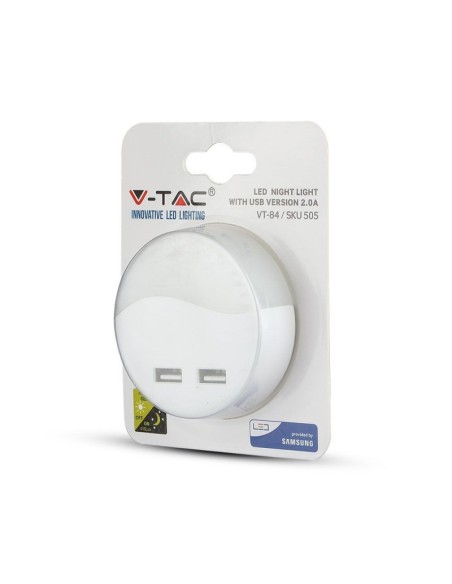 Faretto LED Chip Samsung Segnapasso Notturno Rotondo 0 45W con Sensore Crepuscolare e USB Colore Bianco-preview89