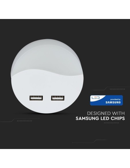 Faretto LED Chip Samsung Segnapasso Notturno Rotondo 0 45W con Sensore Crepuscolare e USB Colore Bianco-preview92