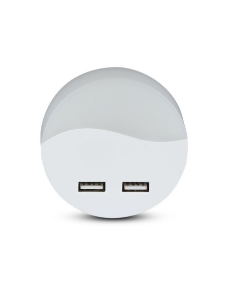 Faretto LED Chip Samsung Segnapasso Notturno Rotondo 0 45W con Sensore Crepuscolare e USB Colore Bianco-preview93