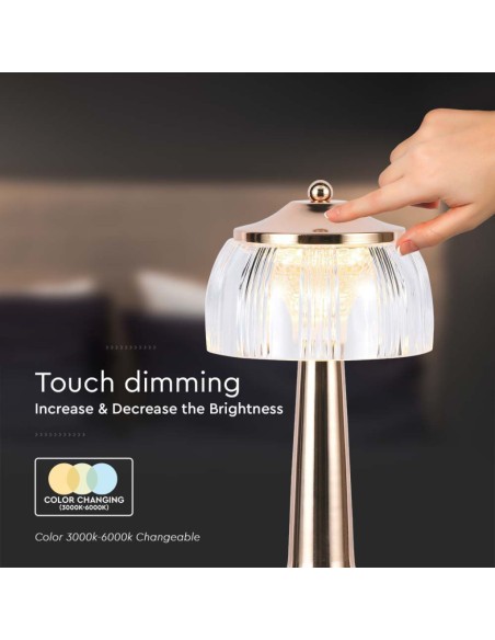 Lampada LED da Tavolo 1W 13.5*26.5 Colore Oro francese Ricaricabile con USB C Touch Dimmerabile 3in1-preview 4222