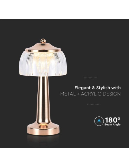 Lampada LED da Tavolo 1W 13.5*26.5 Colore Oro francese Ricaricabile con USB C Touch Dimmerabile 3in1-preview 4223