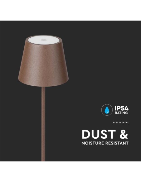 Piantana LED 4W Colore Corten in Alluminio con Touch Dimmerabile Altezza regolabile 3in1 3000K IP54-preview 3549