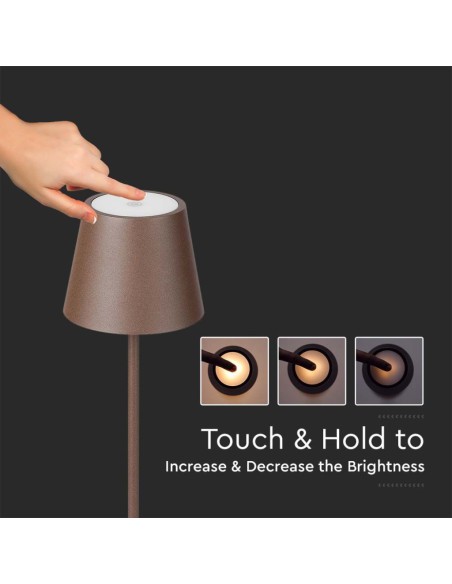 Piantana LED 4W Colore Corten in Alluminio con Touch Dimmerabile Altezza regolabile 3in1 3000K IP54-preview 3551