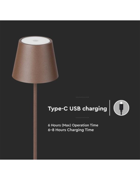 Piantana LED 4W Colore Corten in Alluminio con Touch Dimmerabile Altezza regolabile 3in1 3000K IP54-preview 3553