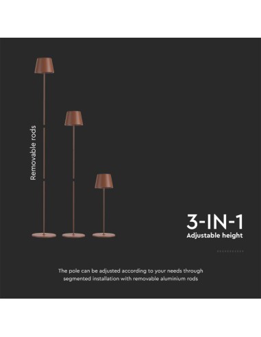 Piantana LED 4W Colore Corten in Alluminio con Touch Dimmerabile Altezza regolabile 3in1 3000K IP54-preview 3554