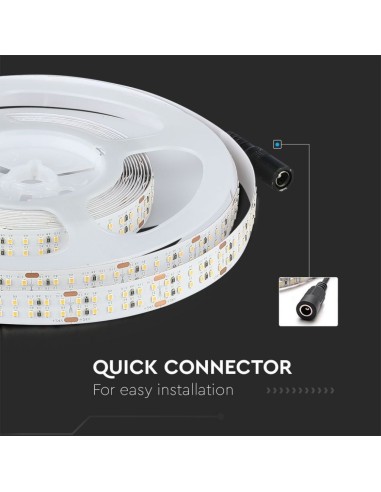 Strip LED SMD2216 30W/m 5m 360 LED/m con Connettore Jack 2.1 da 24V CRI maggiore 95 4000K IP20 14mm-preview 6630