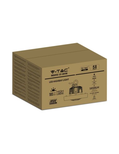 Campana Industriale LED 100W 185LM/W UFO con Driver MeanWell 110 gradi 4000K IP65 Dimmerabile ( 1-10V )-imballo