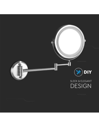Specchio LED Rotondo 3W Double face Rotabile a 360 gradi con braccio estendibile D 170mm 6400K IP44-dimensioni