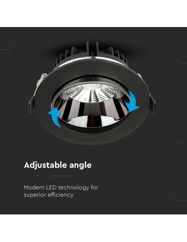 Faretto LED Chip Samsung da Incasso Rotondo LED COB 20W Riflettore Orientabile Colore Nero 4000K-preview 7264