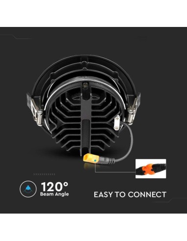 Faretto LED Chip Samsung da Incasso Rotondo LED COB 20W Riflettore Orientabile Colore Nero 4000K-preview 7268