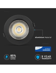 Downlight LED Samsung Chip 30W COB Riflettore Alloggiamento Nero 6400K 2