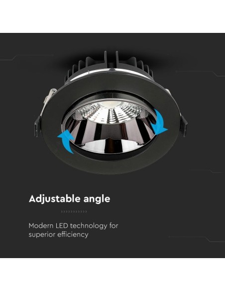 Faretto LED Chip Samsung da Incasso Rotondo LED COB 30W Riflettore Orientabile Colore Nero 6400K-preview 5011