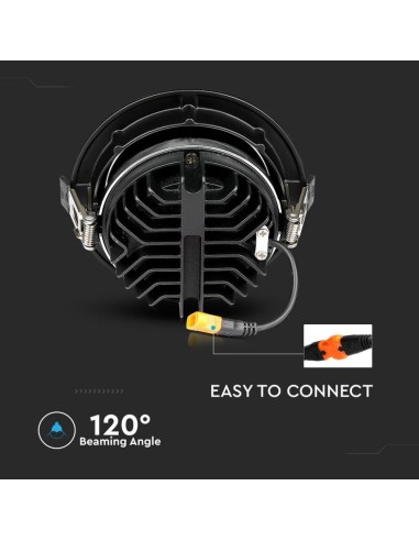 Faretto LED Chip Samsung da Incasso Rotondo LED COB 30W Riflettore Orientabile Colore Nero 6400K-preview 5017