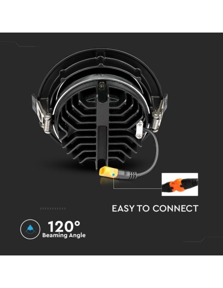 Faretto LED Chip Samsung da Incasso Rotondo LED COB 30W Riflettore Orientabile Colore Nero 6400K-preview 5017