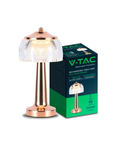 Lampada LED da Tavolo 1W 13.5*26.5 Colore Oro francese Ricaricabile con USB C Touch Dimmerabile 3in1-prodotto