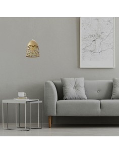 Lampada a sospensione Champean Gold con rosone dorato 2