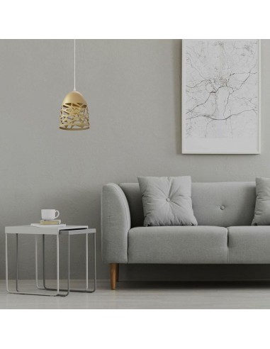 Lampadario LED a Campana in Metallo Satinato con Portalampada E27 (Max 60W) Colore Oro Champagne-preview 2875