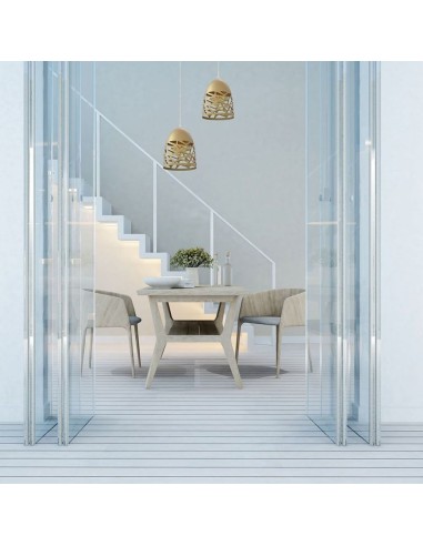 Lampadario LED a Campana in Metallo Satinato con Portalampada E27 (Max 60W) Colore Oro Champagne-preview 2876