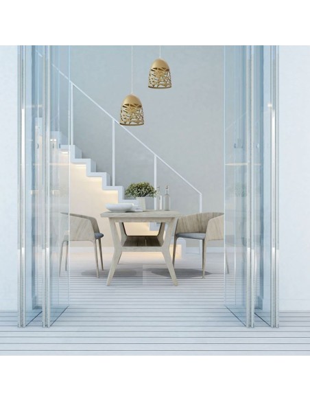 Lampadario LED a Campana in Metallo Satinato con Portalampada E27 (Max 60W) Colore Oro Champagne-preview 2876