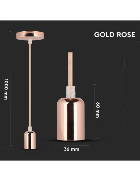 Lampadario LED in Alluminio Cromato a Specchio con Portalampada E27 (Max 60W) Colore Rosa Dorato-preview 2823