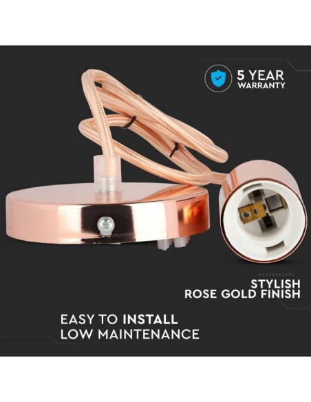 Lampadario LED in Alluminio Cromato a Specchio con Portalampada E27 (Max 60W) Colore Rosa Dorato-preview 2824