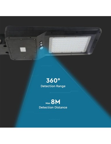 Armatura Stradale LED SMD 40W 120LM/W con Pannello Solare e Sensore PIR Colore Nero 4000K IP65-preview 3092