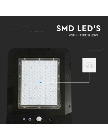 Armatura Stradale LED SMD 40W 120LM/W con Pannello Solare e Sensore PIR Colore Nero 4000K IP65-preview 3094