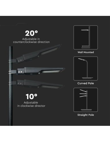 Armatura Stradale LED SMD 40W 120LM/W con Pannello Solare e Sensore PIR Colore Nero 4000K IP65-preview 3095