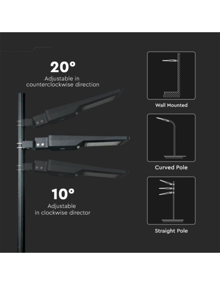 Armatura Stradale LED SMD 40W 120LM/W con Pannello Solare e Sensore PIR Colore Nero 4000K IP65-preview 3095