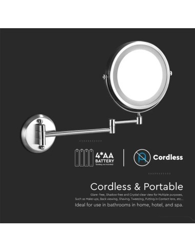 Specchio LED Rotondo 3W Double face Rotabile a 360 gradi con braccio estendibile 6400K IP44-preview 3241