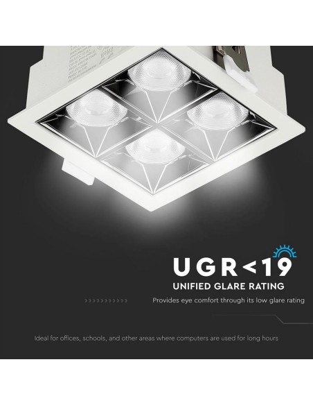 Faretto LED Chip Samsung da Incasso 16W (4*4W) UGR minore 19 12 gradi 4000K CRI maggiore 90-preview 1355